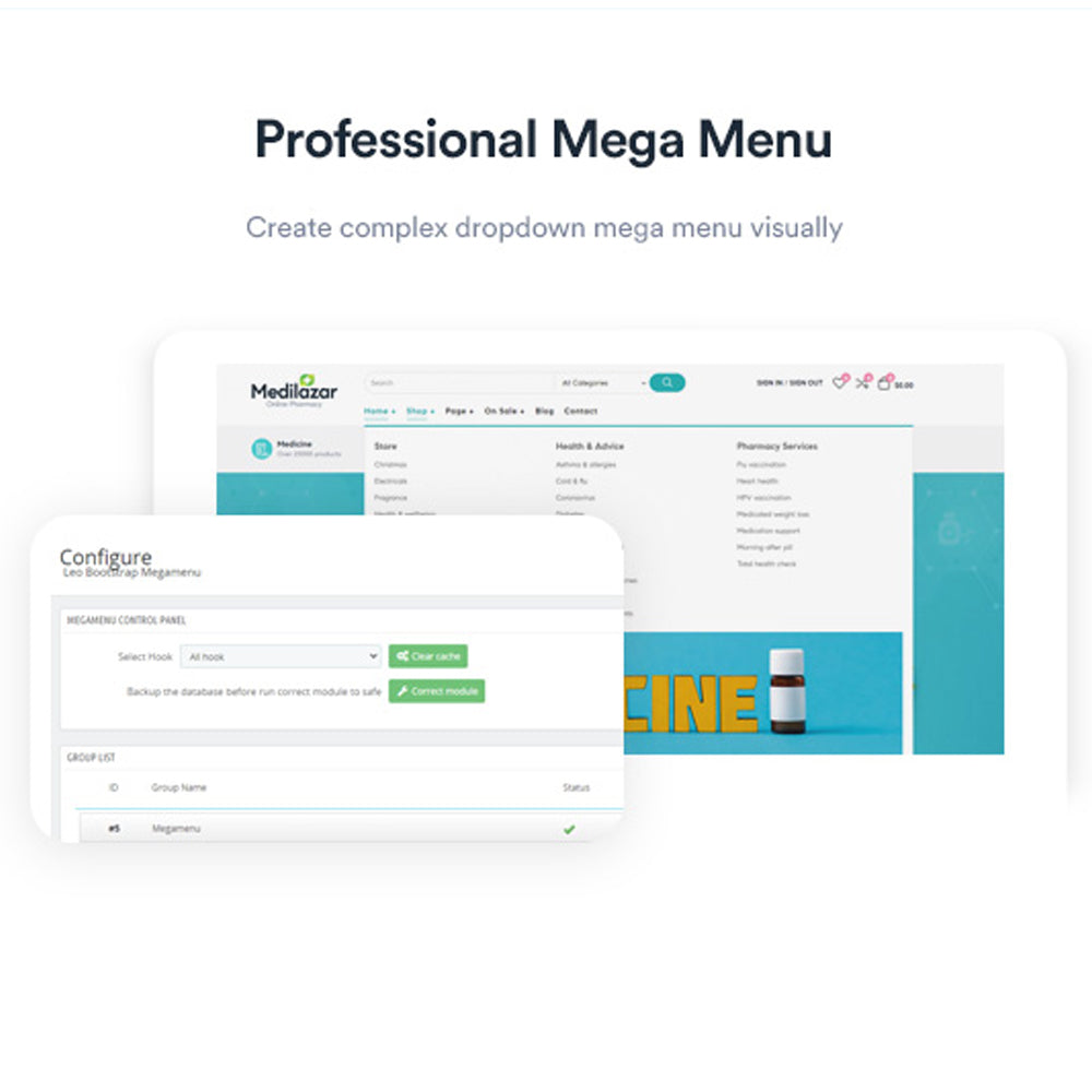 Professional Mega Menu Create complex dropdown mega menu visually