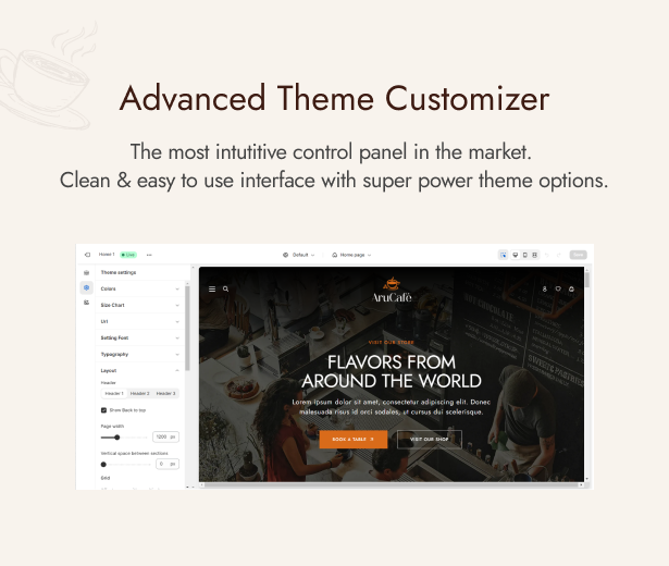 Advanced theme customizer Shopify 2.0 section ready