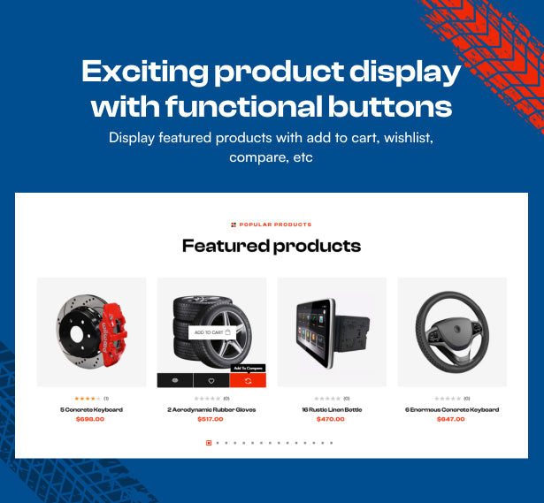 Exciting product display with functional buttons 