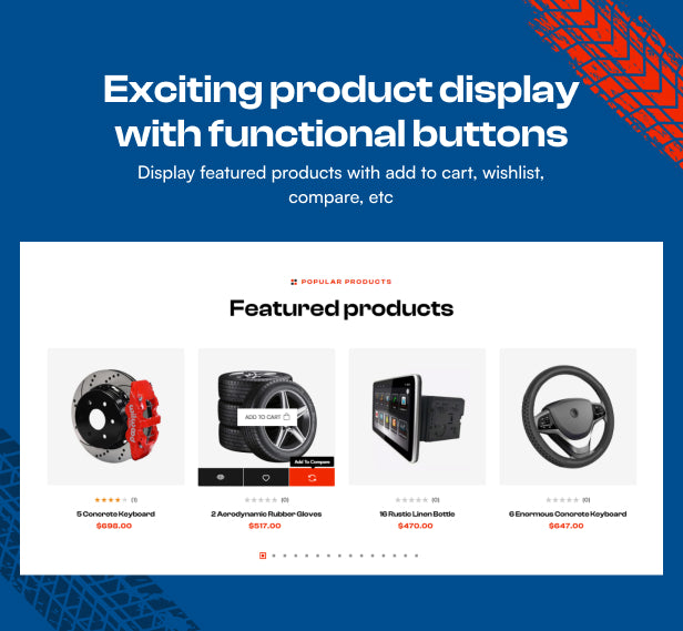Exciting product display with functional buttons 