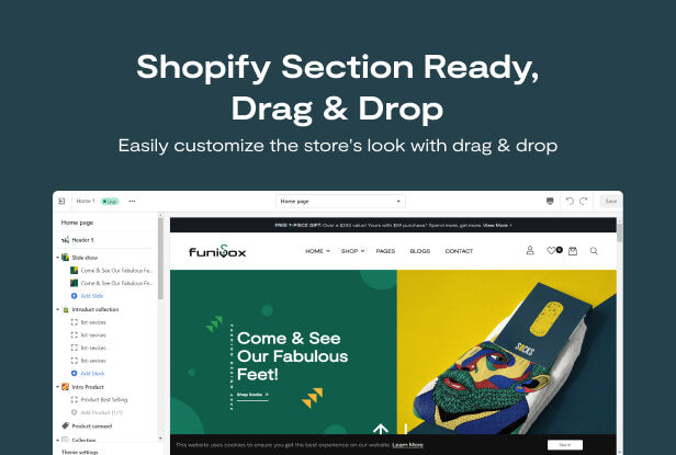 Shopify section ready, Drag & drop