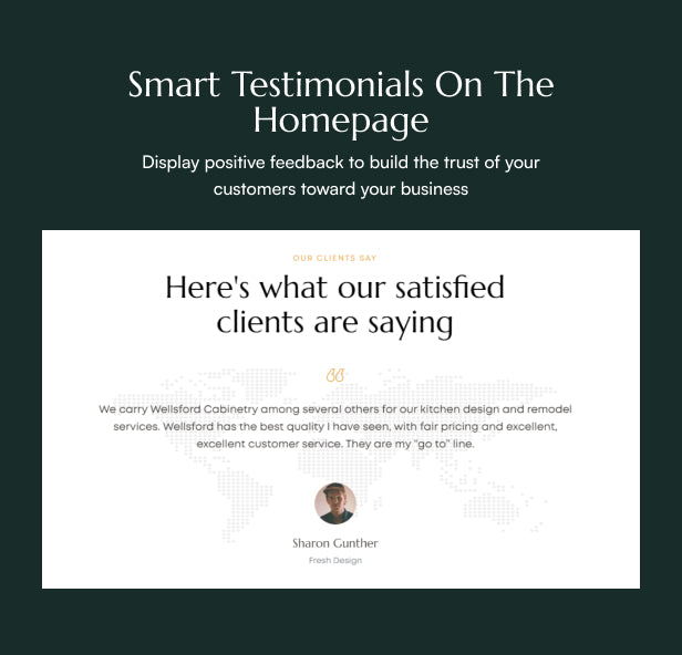 Smart testimonials on the Homepage