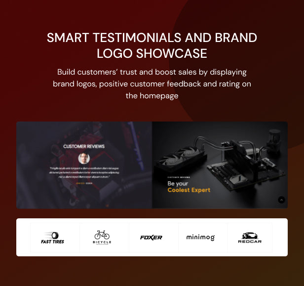 Smart testimonials and brand logo showcase