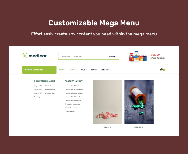 Customizable Mega Menu