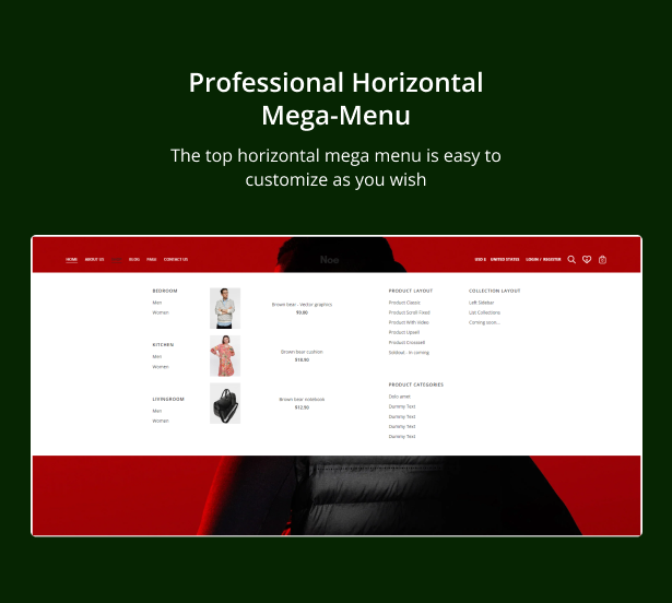 Professional horizontal Mega-menu
