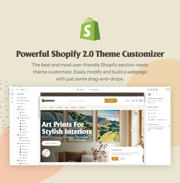 Powerful Shopify 2.0 theme customizer
