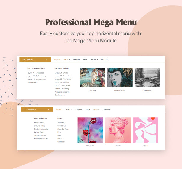 Professional Mega menu