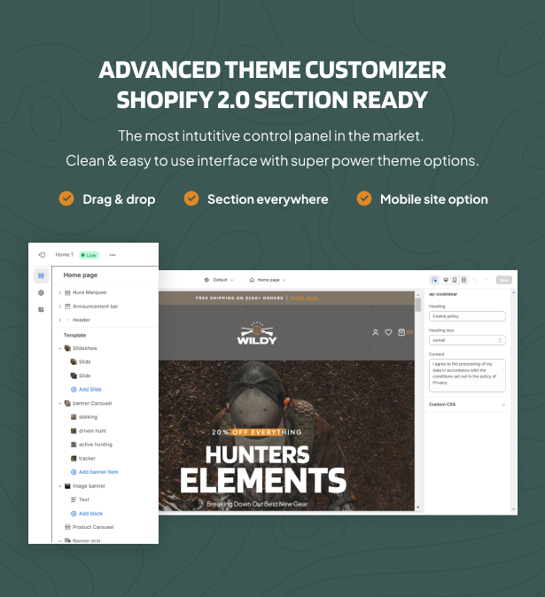 Advanced theme customizer Shopify 2.0 section ready