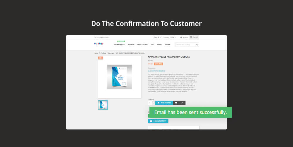 Do the confirmation to customer