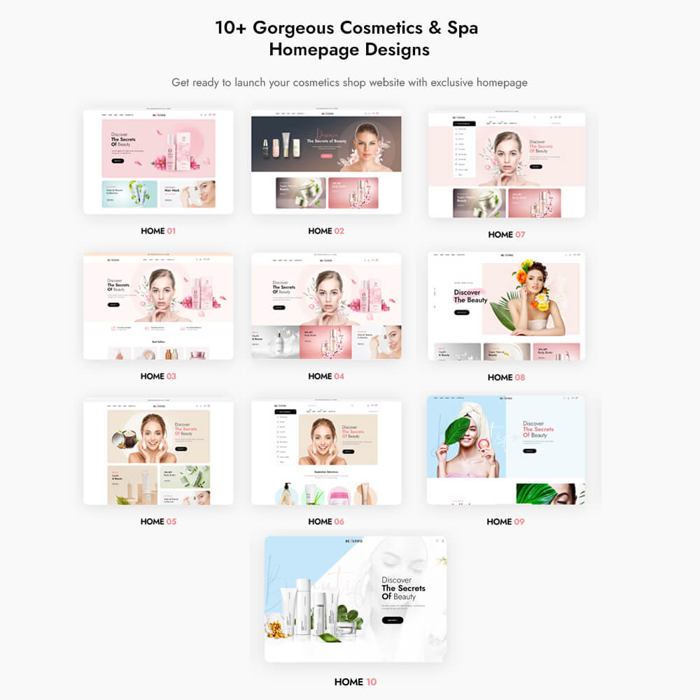 10+ gorgeous cosmetics & spa homepage designs Get ready to launch your cosmetics shop website with exclusive homepage demos