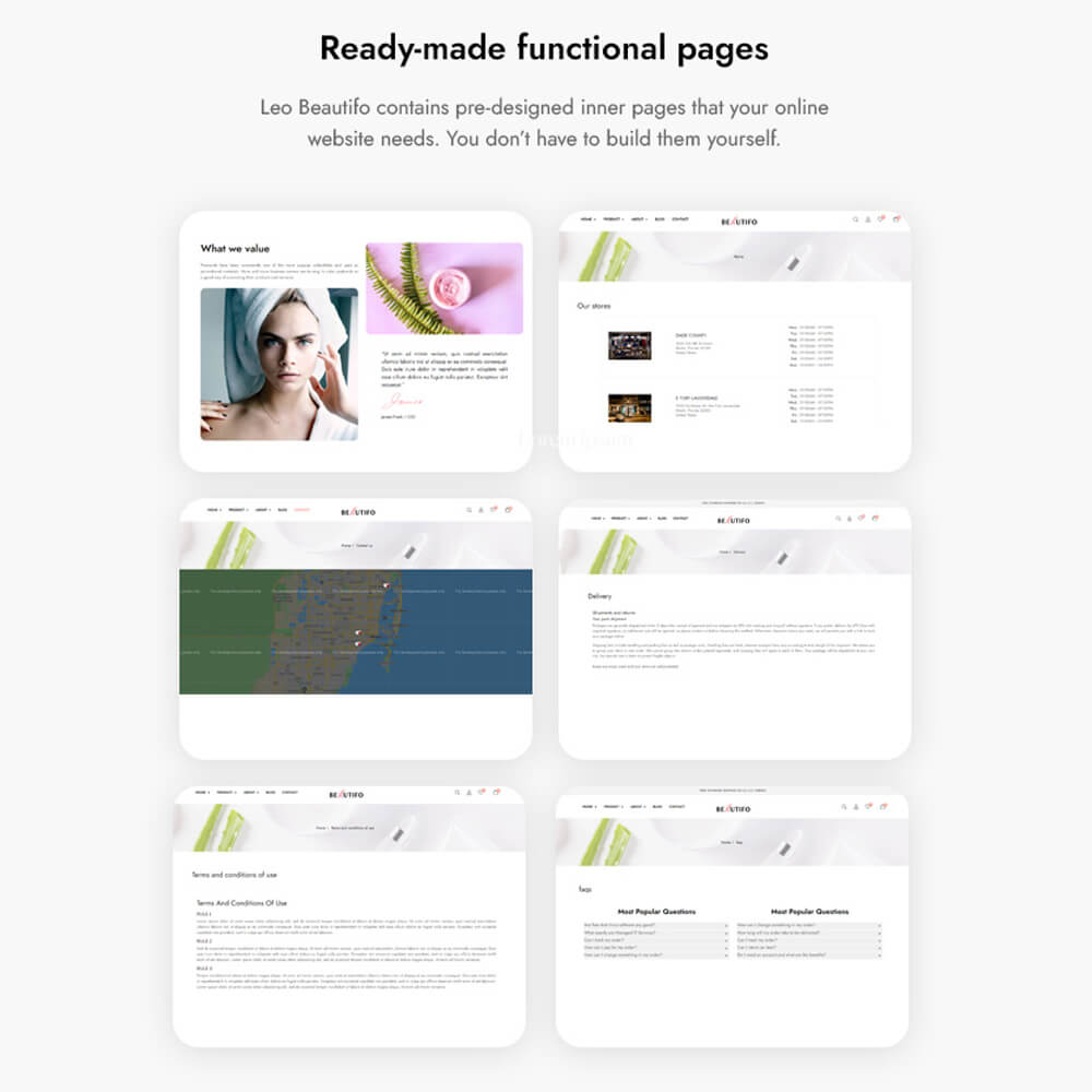 Ready-made functional pages