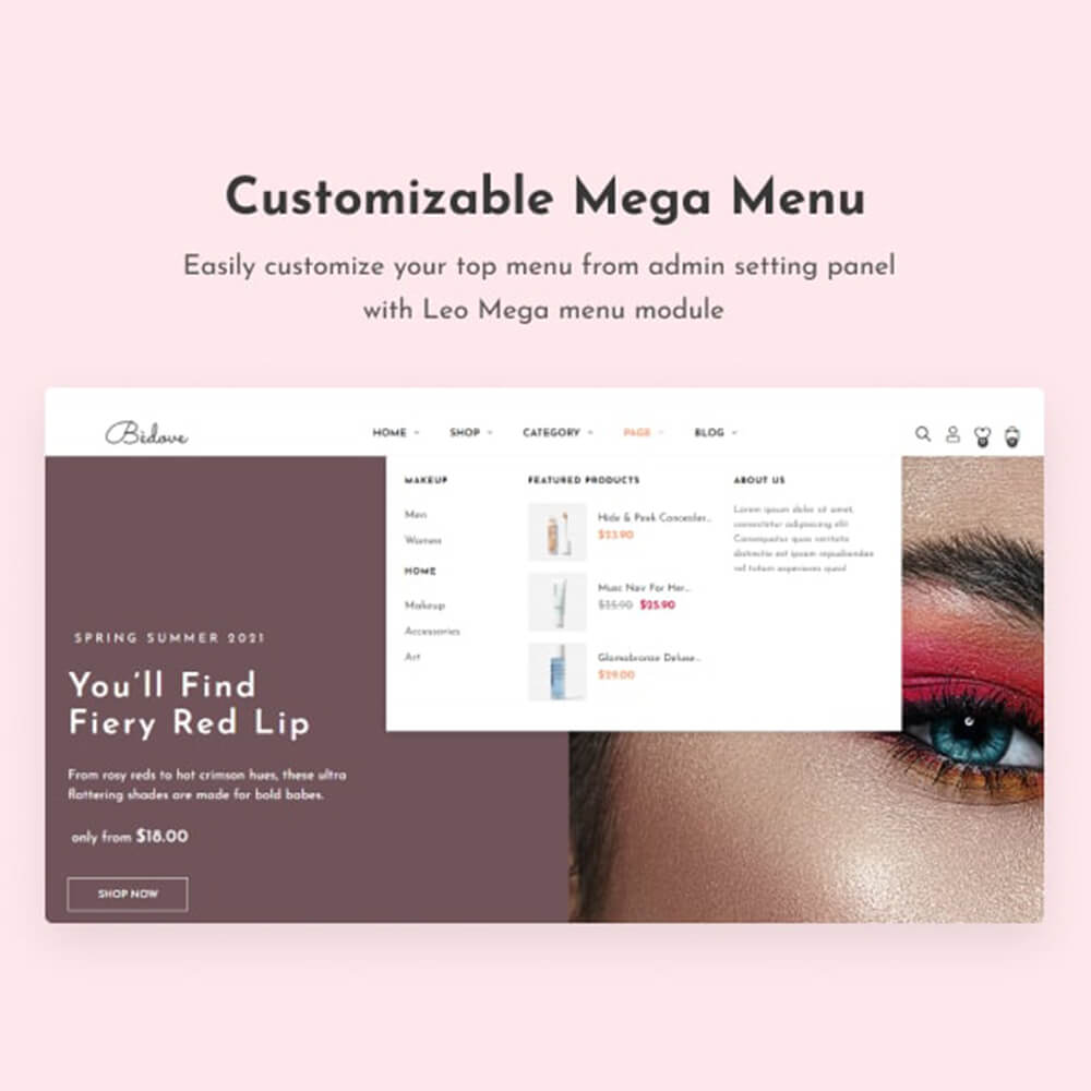 Customizable Mega Menu