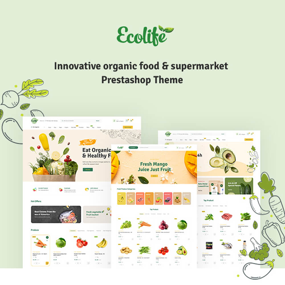 LEO FOODVEGANAll-in-one innovative Prestashop Theme for Organic food store. Beautiful design and top-notch website functionalities