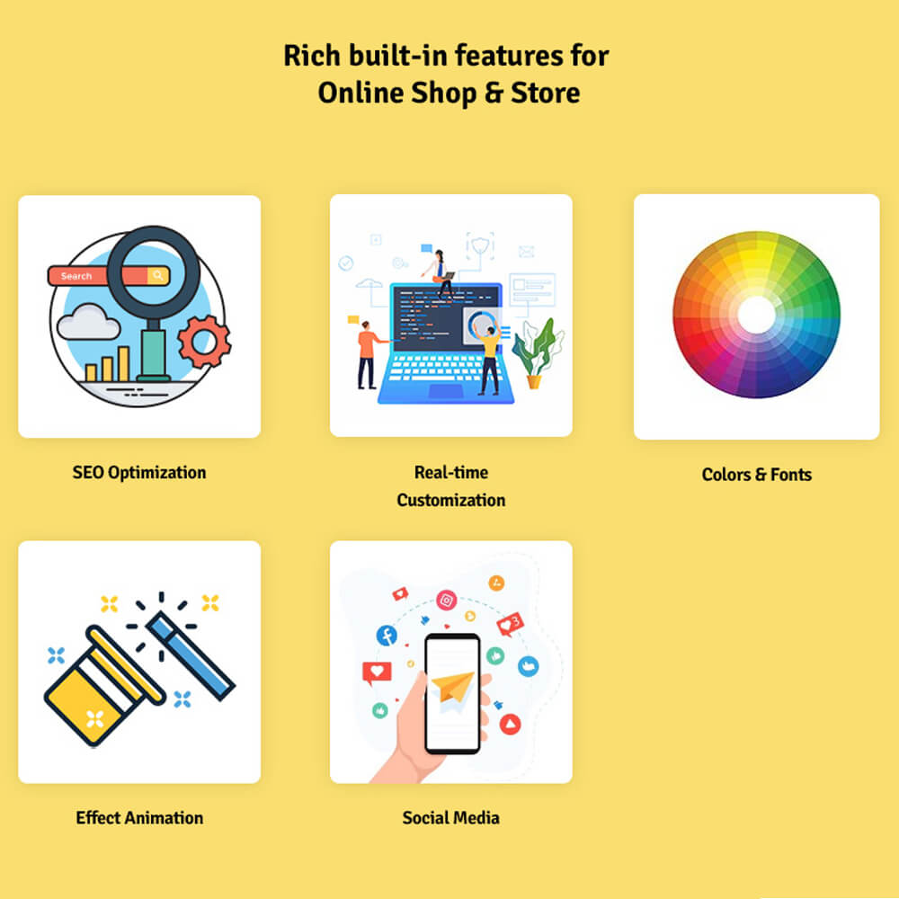 Rich built-in features for Online Shop & Store Make everything easier for any online store owners and shopper