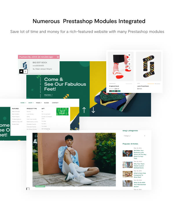 Numerous  Prestashop Modules Integrated