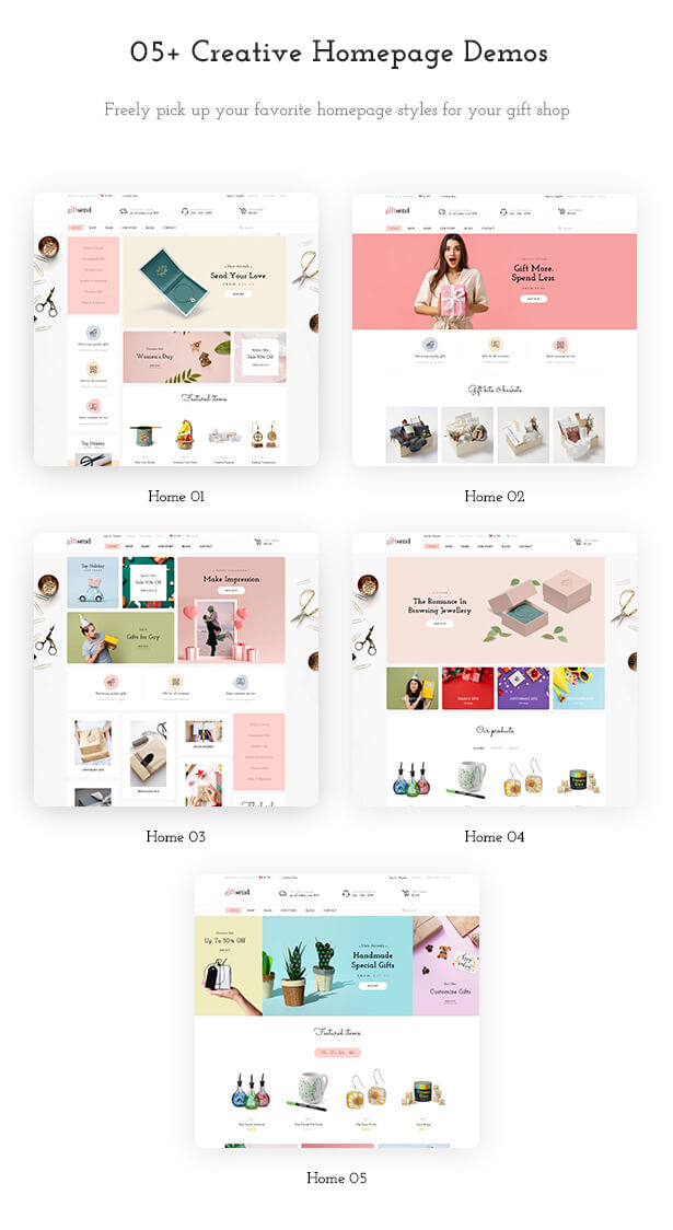 05+ creative homepage demos Freely pick up your favorite homepage styles for your gift shop