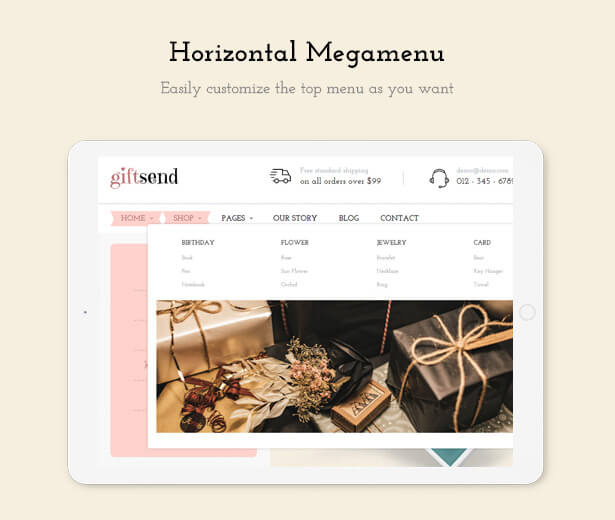 Horizontal Megamenu Easily customize the top menu as you want