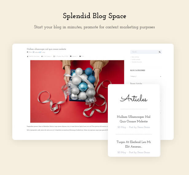 Splendid Blog Space Start your blog in minutes, promote for content marketing purposes