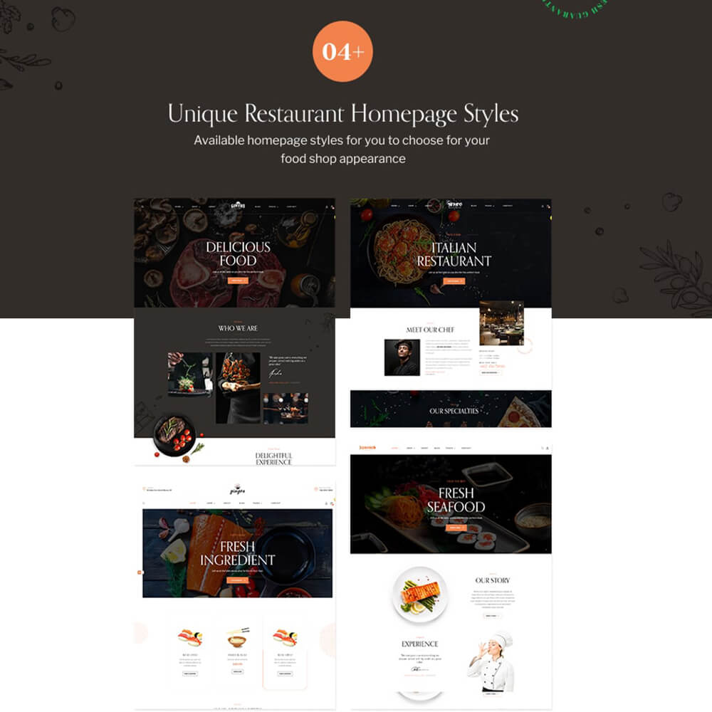 04+ Food Restaurant Homepage Demos