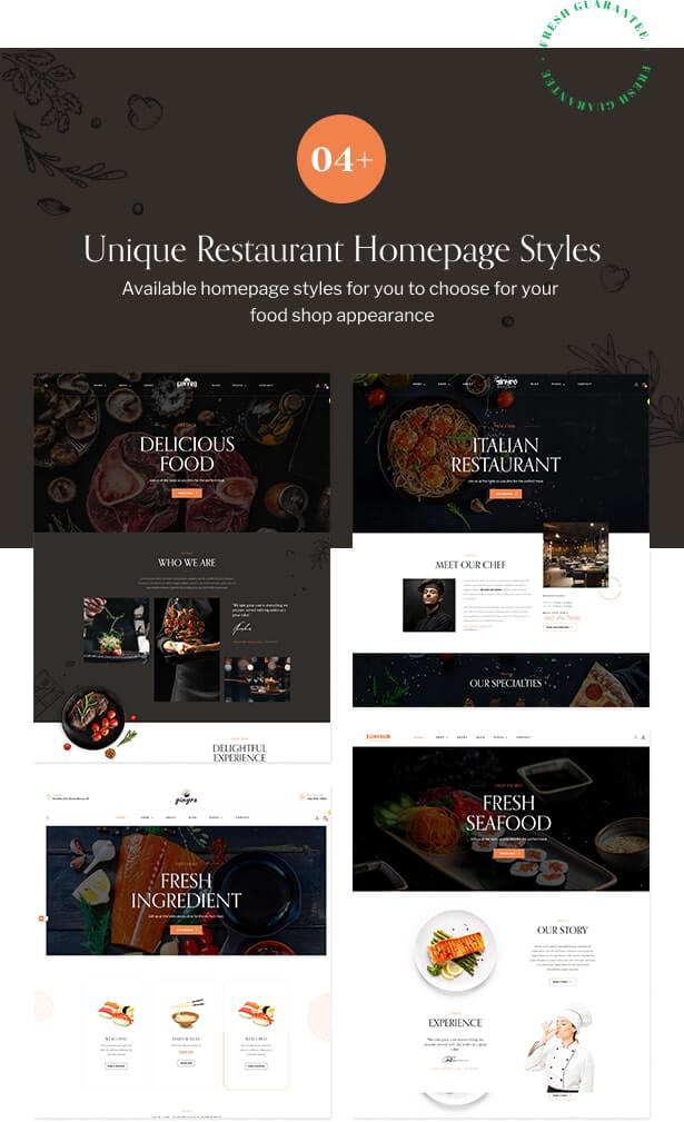 04+ Food Restaurant Homepage Demos