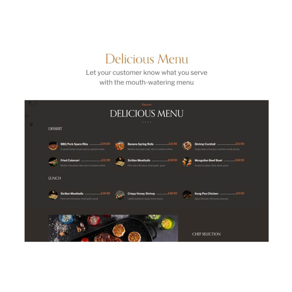 Delicious menu