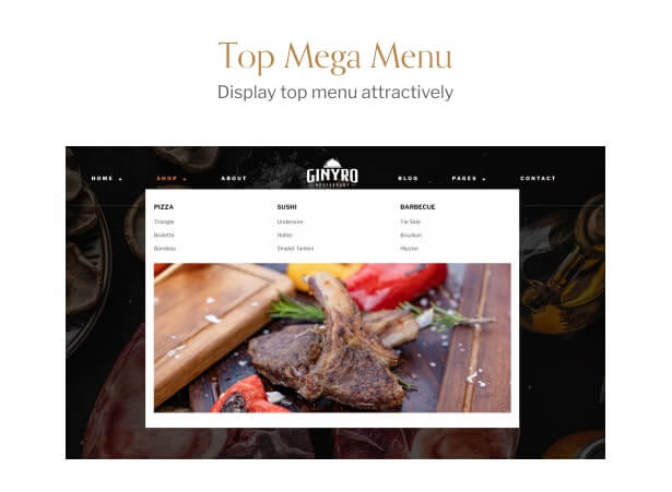 Top mega menu