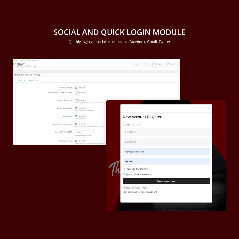  Social and Quick Login Module