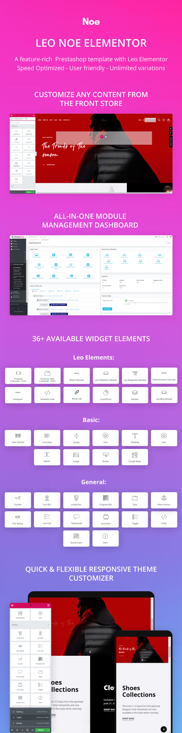 Leo Noe Elementor - Prestashop 8.0 Theme For Clothing Stores