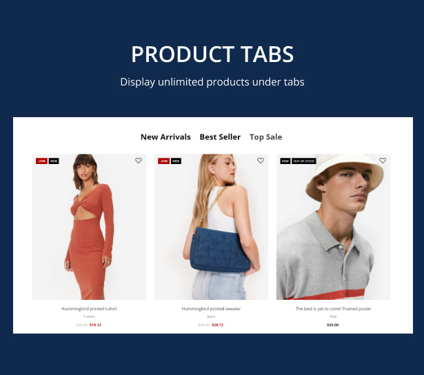 Display unlimited products under tabs