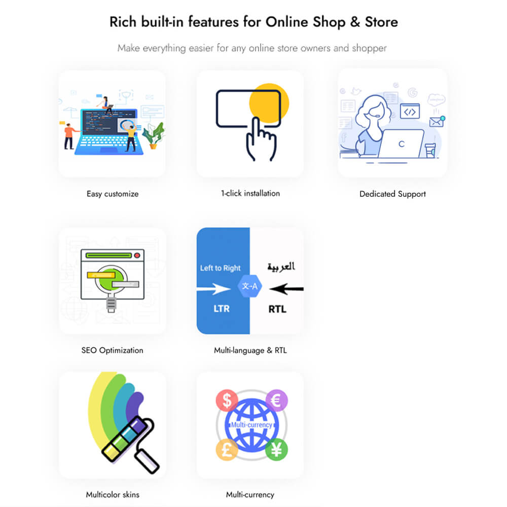 Rich built-in features for Online Shop & Store