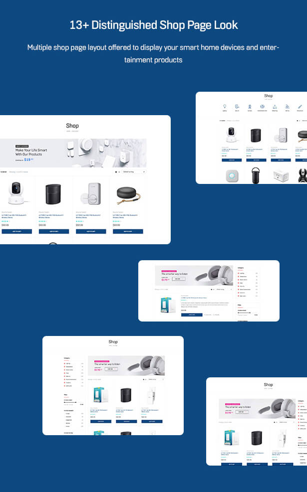13+ Distinguished Shop Page Look Multiple shop page layout offered to display your smart home devices and entertainment products