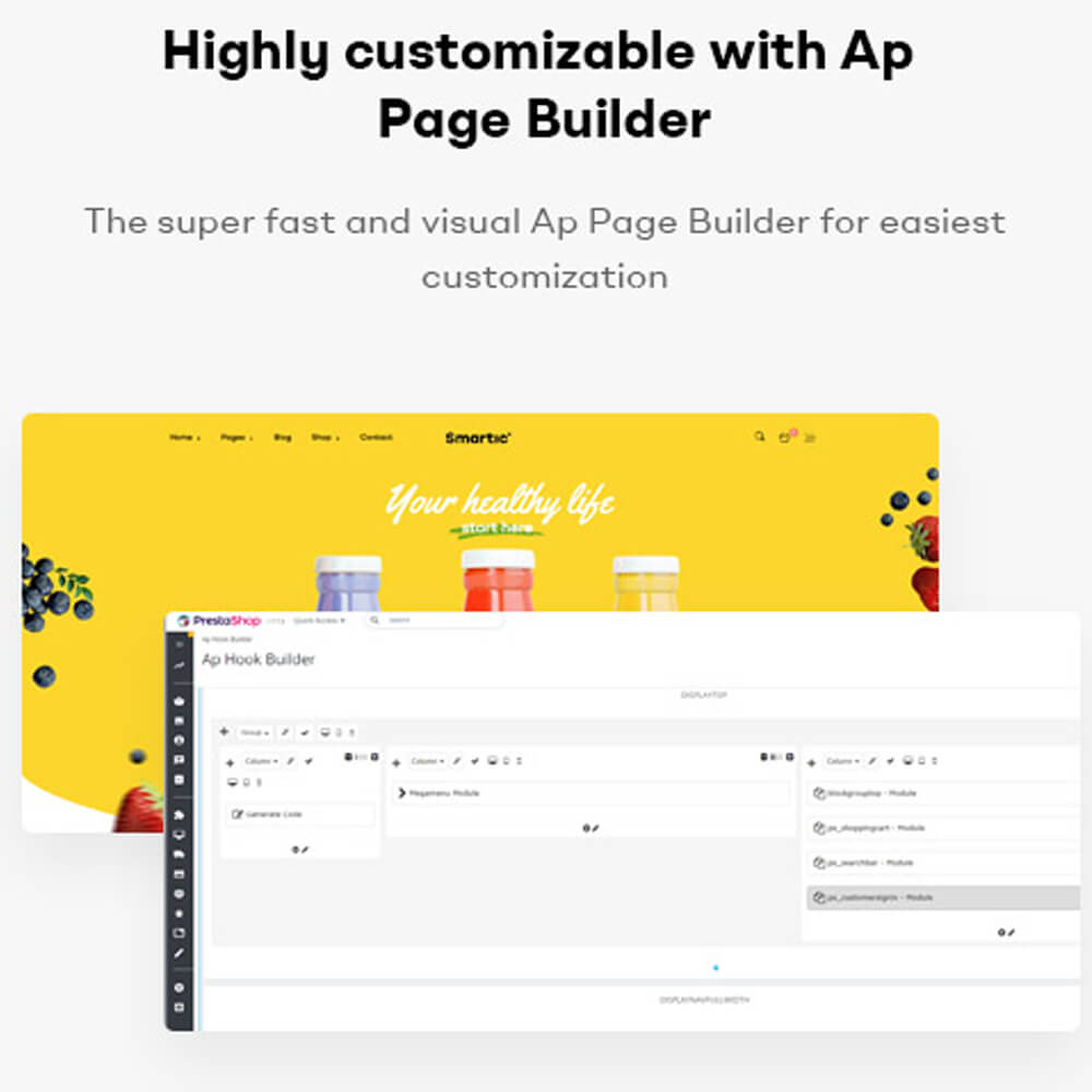 Highly customizable with Ap Page BuilderThe super fast and visual Ap Page Builder for easiest customization