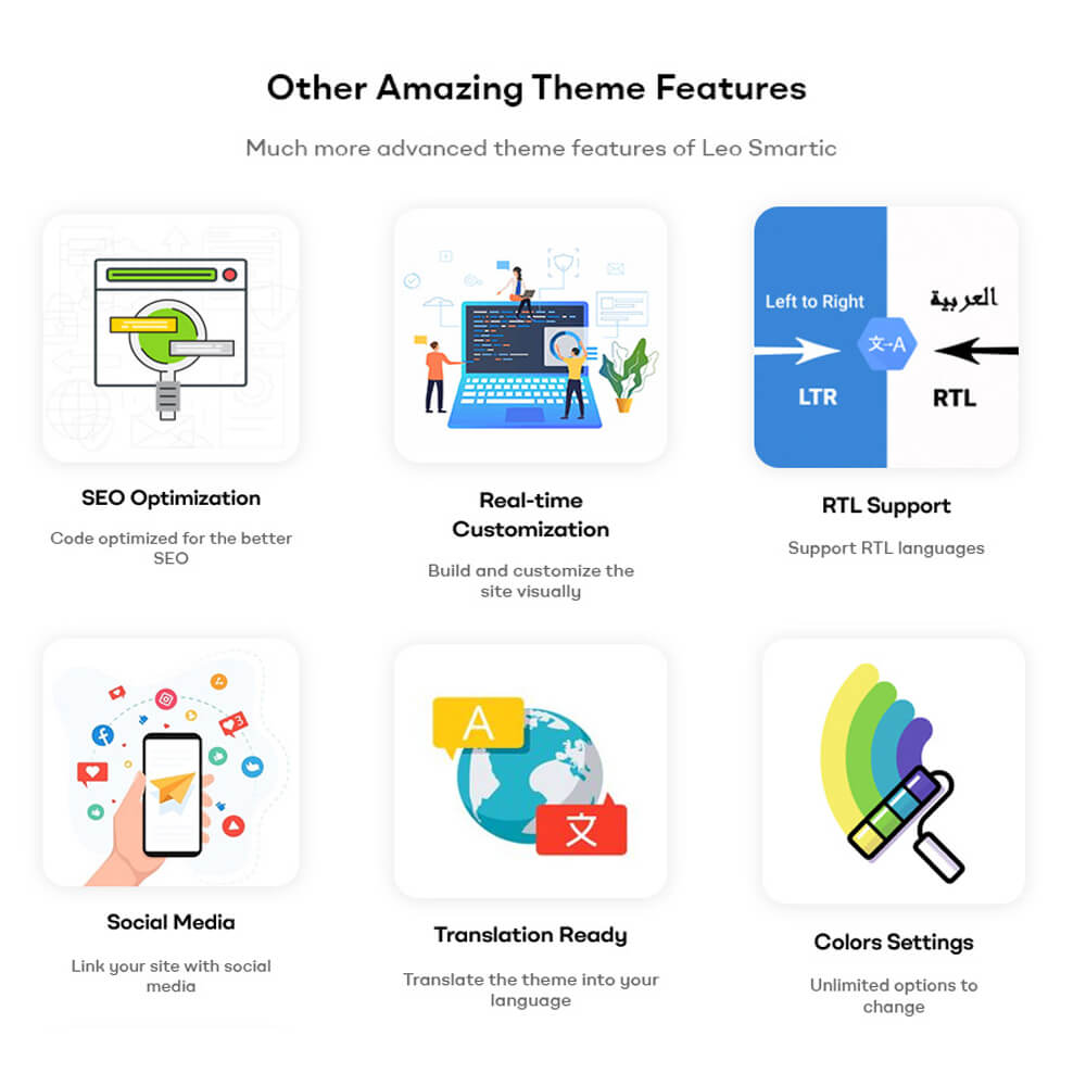 Other Amazing Theme Features Much more advanced theme features of Leo Smartic