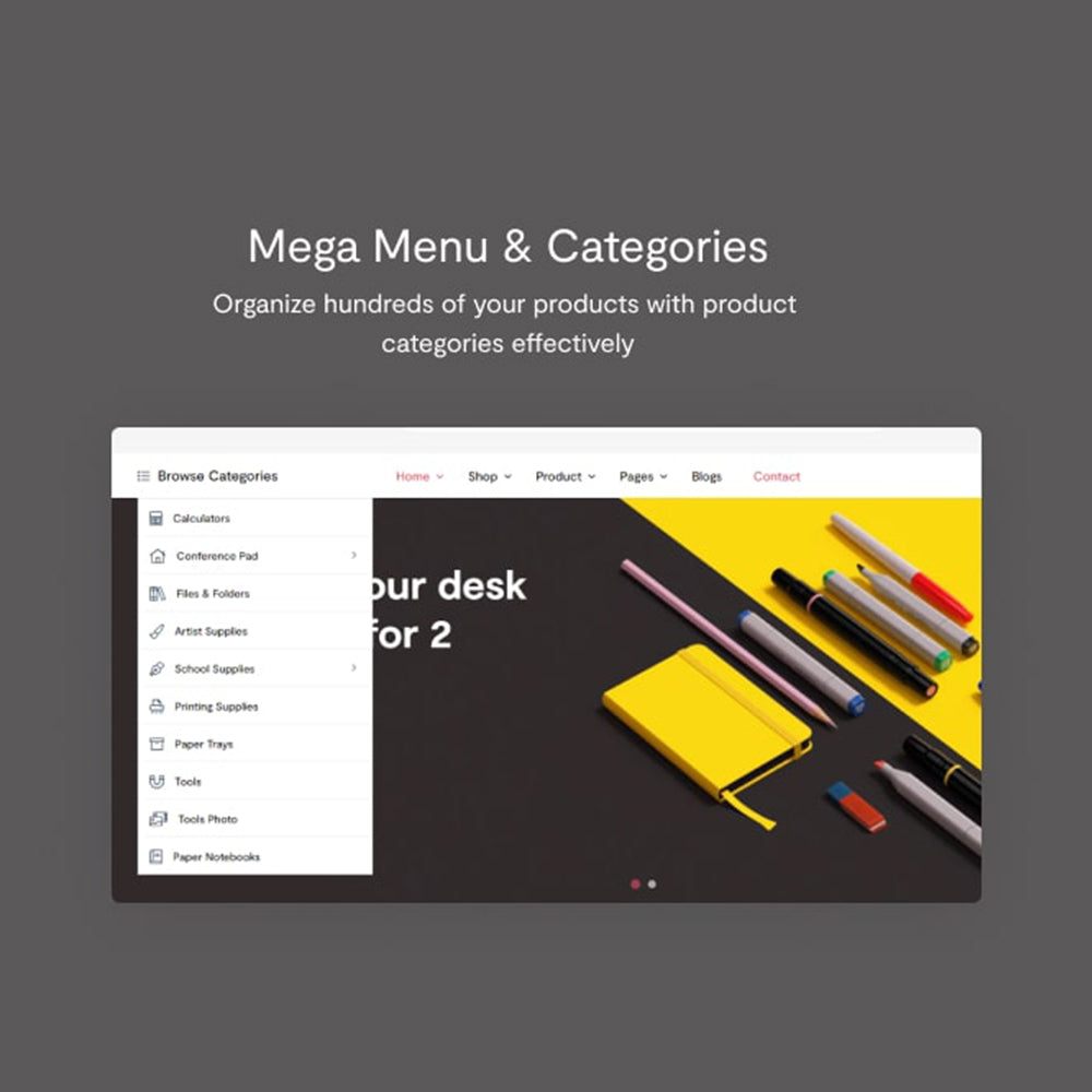 Mega menu & Categories
