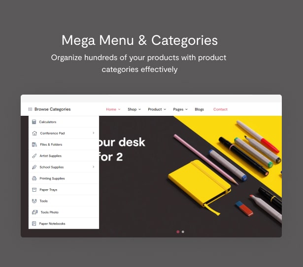  Mega menu & Categories
