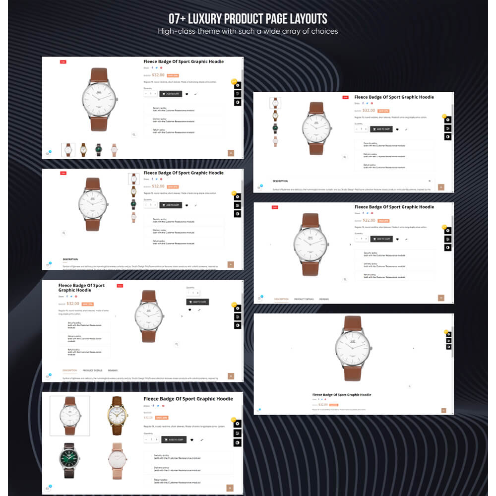 07+ luxury product page layouts