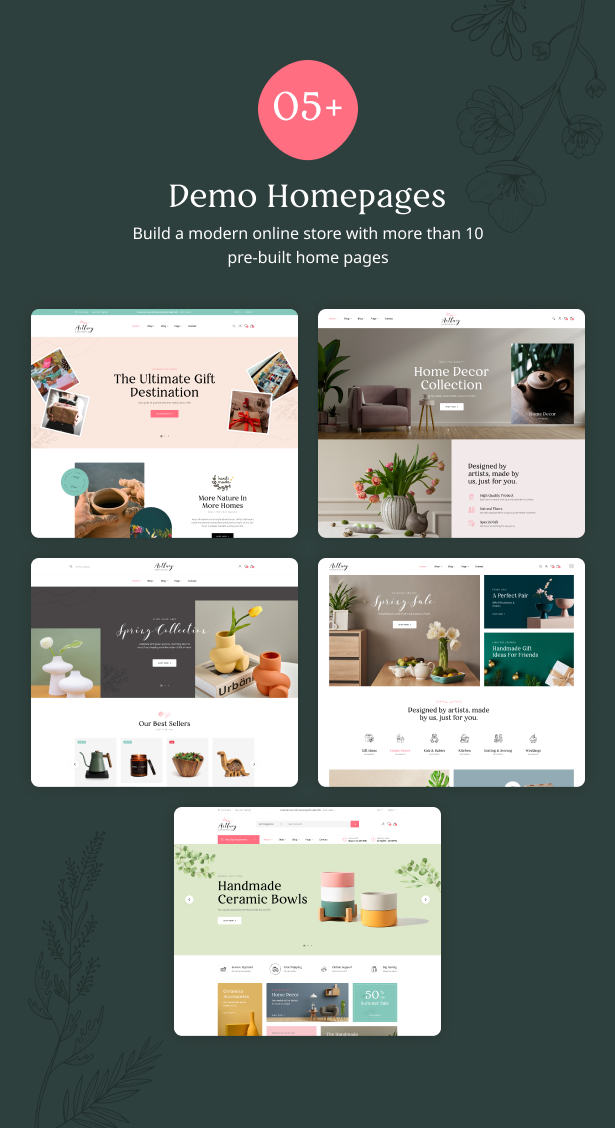 05+ Homepages for Handmade & Home decor products 
