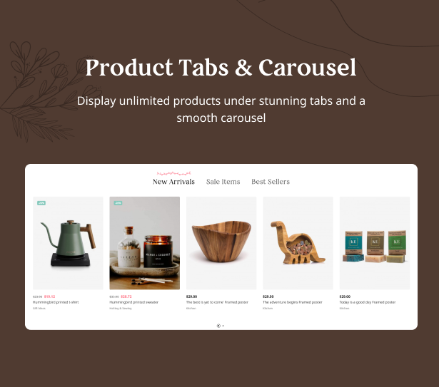 Stunning Product display under tabs & carousel