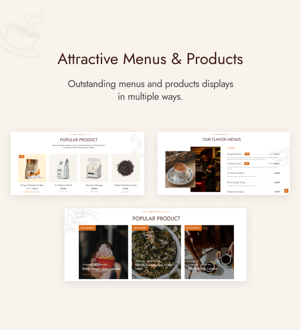 Attractive products & menu display