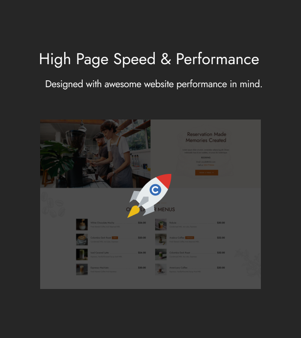 High page loading speed and performance