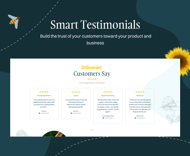 Smart testimonials on the homepage