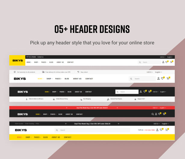 Multiple Header layout designs