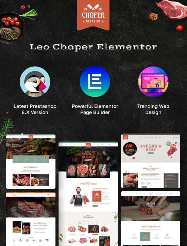 Leo Choper - Fresh Meat & Restaurant Elementor Prestashop Theme - 1