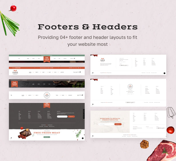 Multiple Header and Footer variations