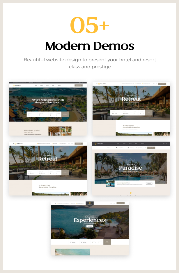 Multiple homepage design for booking website