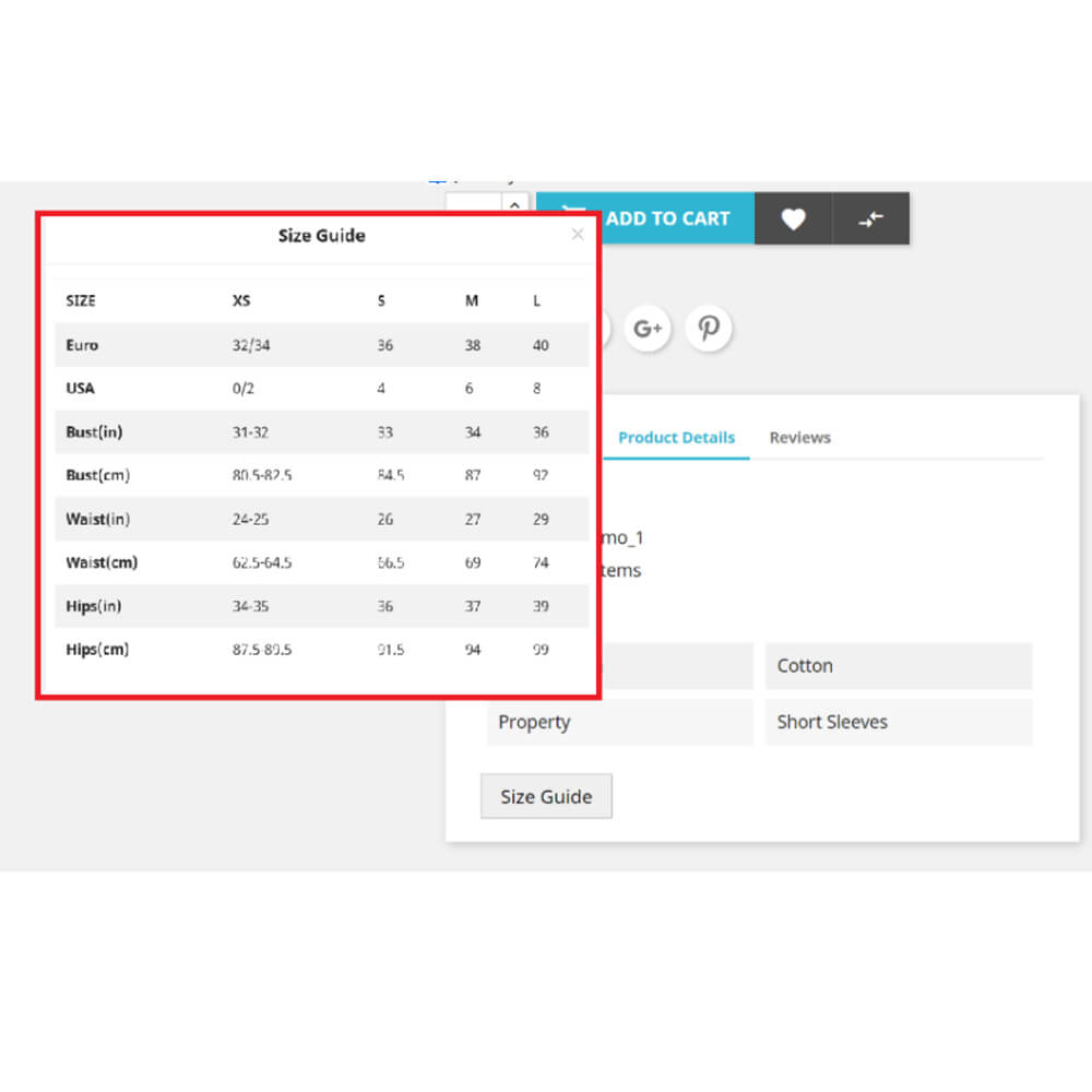 leo size chart module