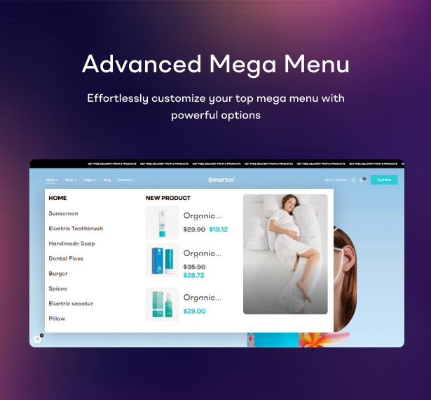 Easily customizable and advanced mega menu