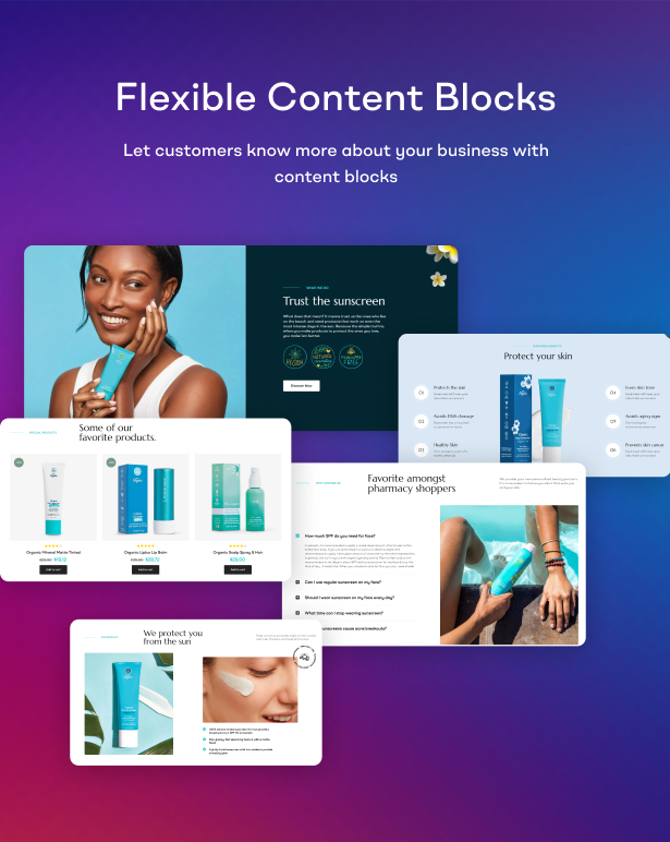 Flexible content blocks on the Homepage