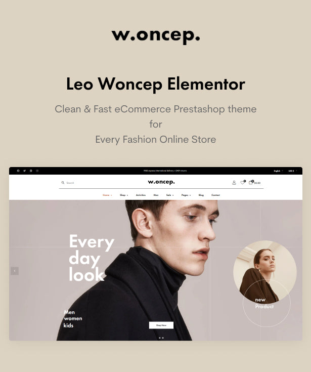  Leo Woncep Elementor - Prestashop 8.x Theme For Every Fashion Store