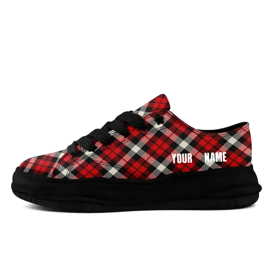 Personalized Lattice Sneaker, Custom Canvas with Plaid Shoes, Gift for Back to School - Patriotickicks product image